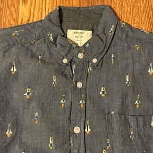 Artistry in motion men’s small button down shirt with rocket ships